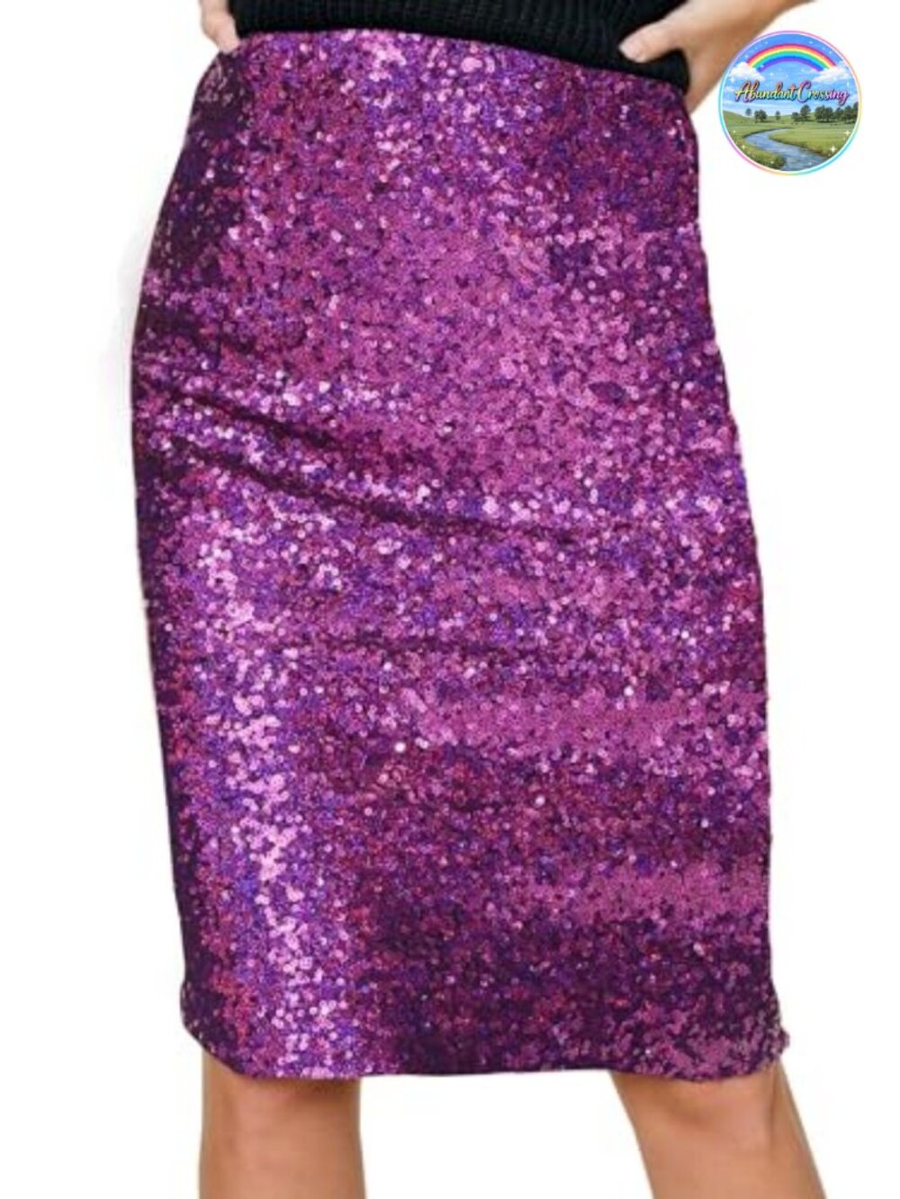 High Waist Sequin Pencil Midi Skirt Sparkly Cocktail Party